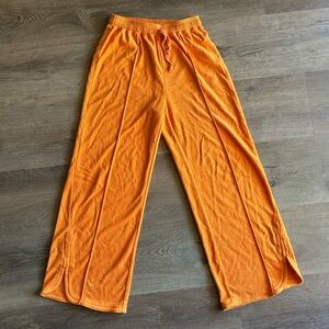 Urban Outfitters Out From Under Orange Terrycloth Wide Leg Lounge Pants Size Sm